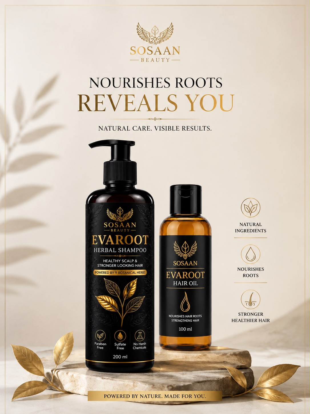 SOSAAN Evaroot Herbal Shampoo and Evaroot Hair Oil